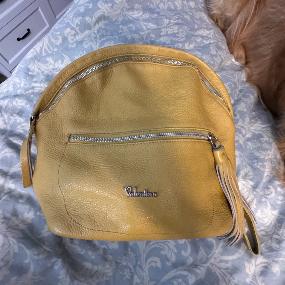 Valentina Mustard Leather Backpack